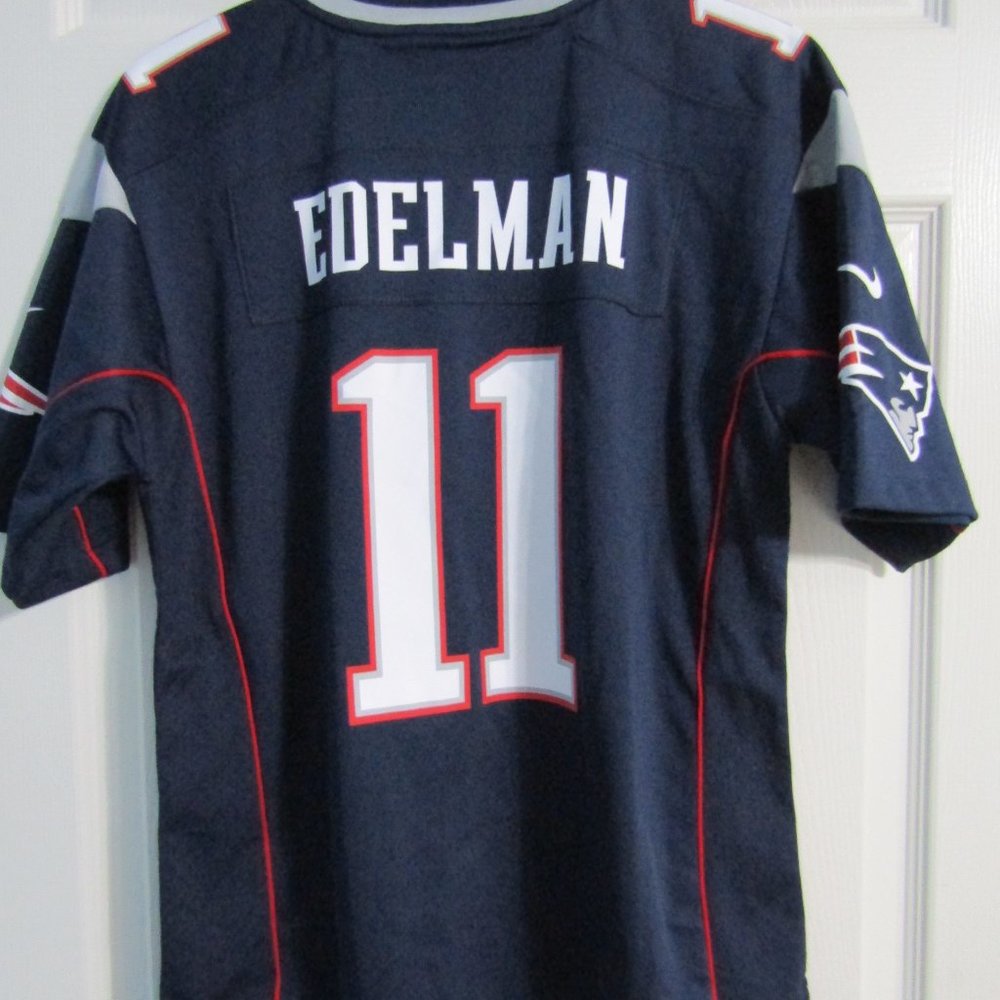 Julian Edelman New England Patriots Blue Jersey Youth Size Large Nike On Field - Picture 5 of 8